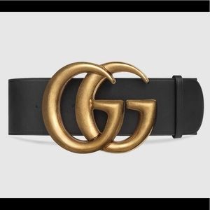 Gucci Wide Leather Belt with Double G Buckle